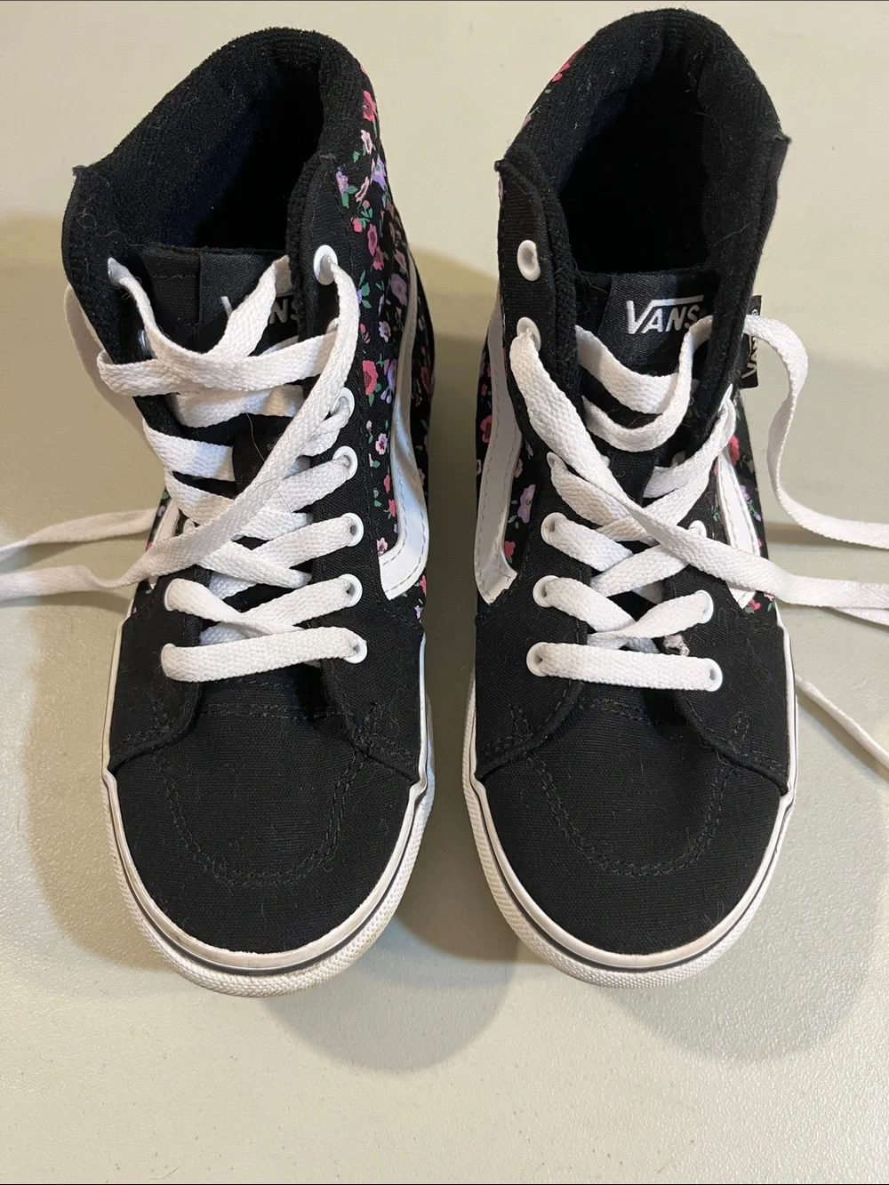 Vans Kids Black High-Top Sneakers with Pink & Purple Floral